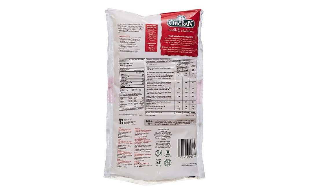 Orgran Rice Cron Macaroni Gluten Free    Pack  250 grams